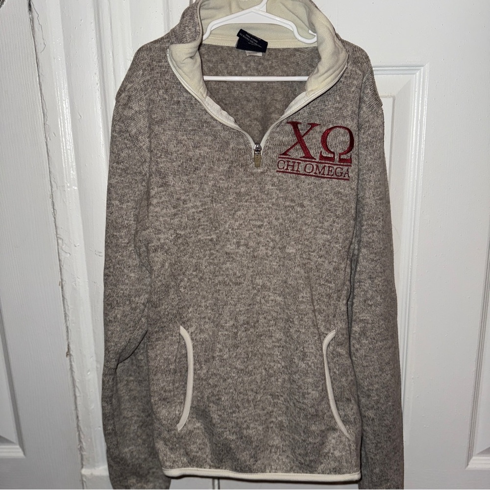 Chi Omega Grey 1/4 Zip Pullover – Size Small